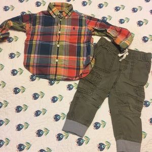 Ralph Lauren button down and cat and jack pants